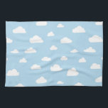 Weiße Cartoon-Wolken auf blauem Hintergrund-Muster Handtuch<br><div class="desc">Weiße Cartoonwolken auf hellblauem Hintergrundmuster</div>