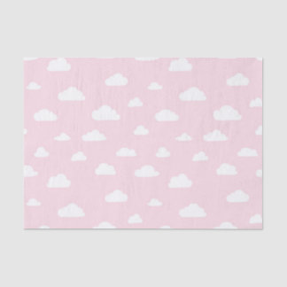Weiße Cartoon-Wolken auf rosa Hintergrundmuster Seidenpapier