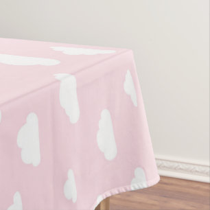 Weiße Cartoon-Wolken auf rosa Hintergrundmuster Tischdecke