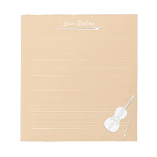 Weiße Cello personalisierte Musikstunde Beige Notizblock