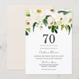 Weiße Champagner-Blume 70. Geburtstagsparty Einladung