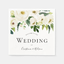 Weiße Champagner-Blume Moderne Hochzeitsempfehlung Serviette
