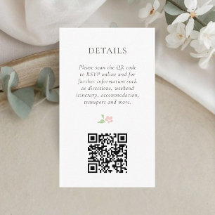 Weiße Chic Mini QR Hochzeitsdetails Begleitkarte