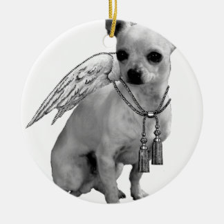 Weiße Chihuahua-Engels-Flügel Keramikornament
