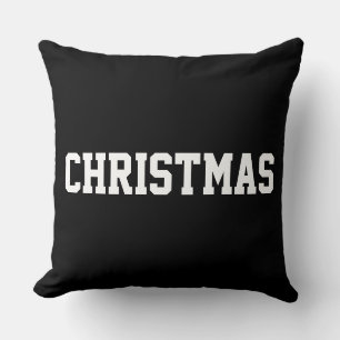 Weiße CHRISTMAS Fettschrift auf modernem Schwarz Kissen