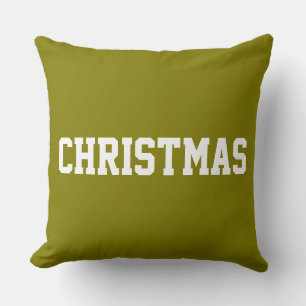 Weiße CHRISTMAS-Schrift auf festlichem goldenem Ol Kissen