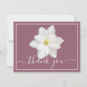 Weiße Clematis-Blüten-Pflaume Hintergrund Danke Postkarte