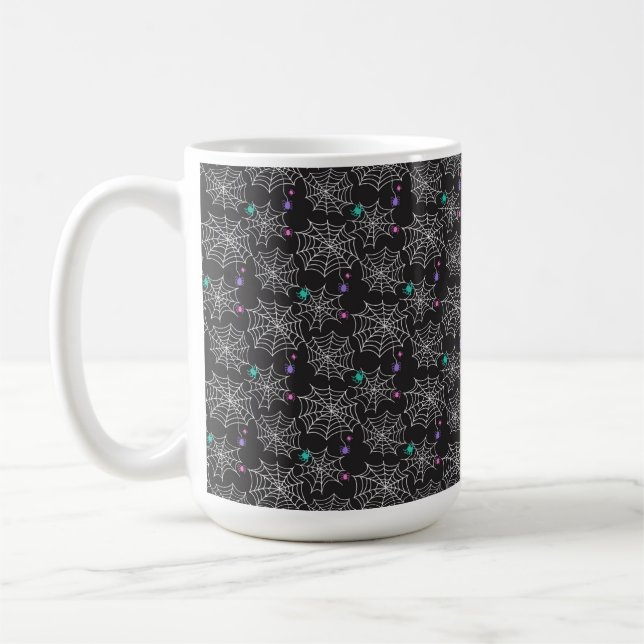 WEISSE COBWEBER MIT LILA GRÜNEN PINKEN KAFFEETASSE (Links)
