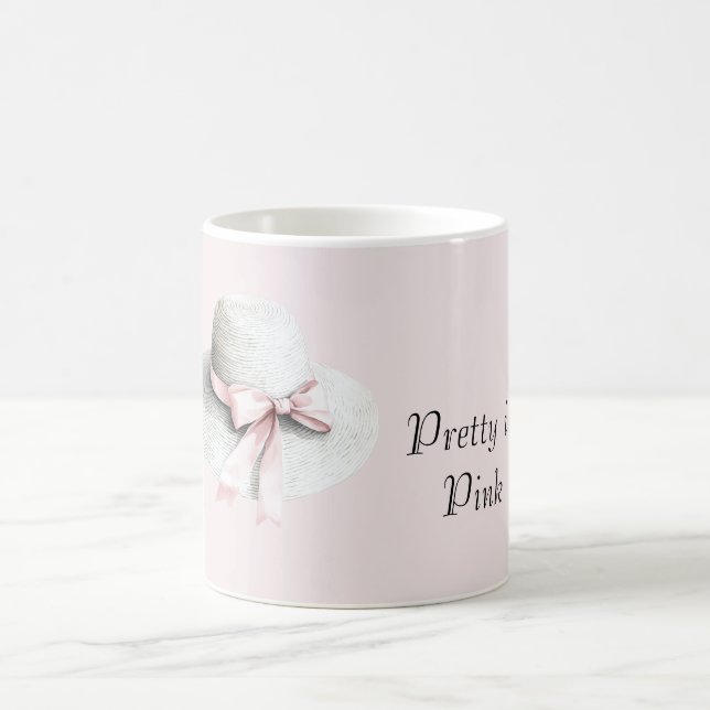 Weiße Creme-Hüte mit rosa Schleife Kaffeetasse (Mittel)