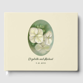 Weiße Creme Hydrangea Blumenzehen Gästebuch