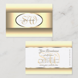 Weiße Creme Ombre Initialen mit hellgoldener Dekor Visitenkarte