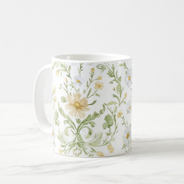 Weiße Cremeblüten   Kaffeetasse (Vorderseite Links)