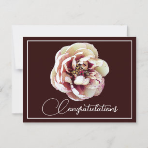 Weiße Crimson Pfingstrose Wein Hintergrund Gratula Postkarte