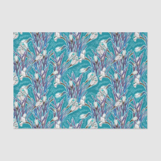 Weiße Crocuses Garden Blume Botanischer Blumenstra Seidenpapier (Vorderseite)