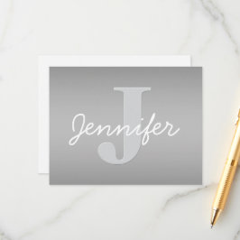 Weiße Cursive und Grau-Monogramm | Editierbare Far Begleitkarte