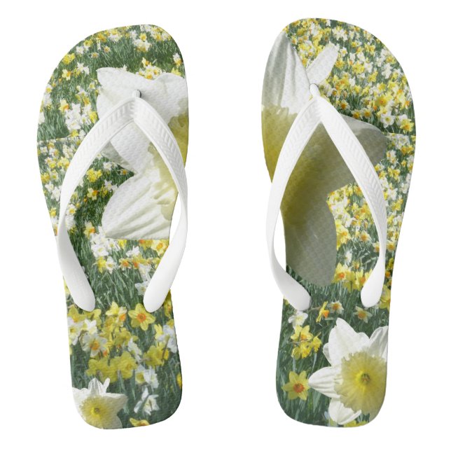 Weiße Daffodien Flip Flops (Fußbett)