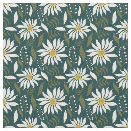Weiße Daisy-Aquamarine Blumenmuster Stoff