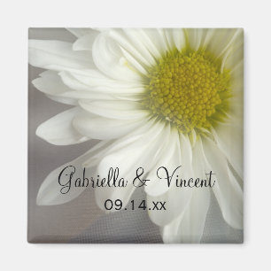 Weiße Daisy auf graue Hochzeit Magnet