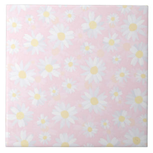 Weiße Daisy-Blume Rosa Bläschen Fliese