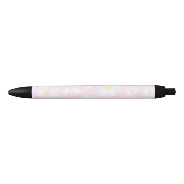 Weiße Daisy-Blume Rosa Bläschen Kugelschreiber (Vorderseite)