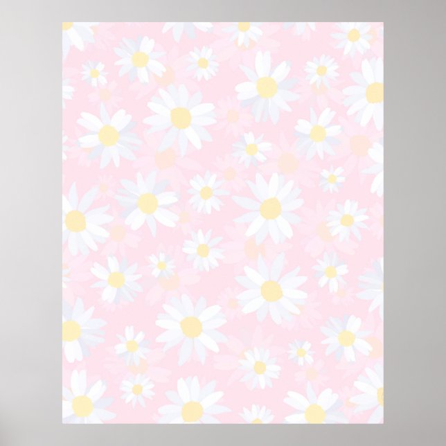 Weiße Daisy-Blume Rosa Bläschen Poster (Vorne)