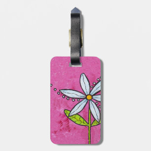 Weiße Daisy-Blume Rosa Gepäckanhänger
