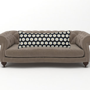 Weiße Daisy-Floral-Muster auf schwarz Seitenschläferkissen