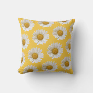 Weiße Daisy-Muster Gelbe Blüte Kissen