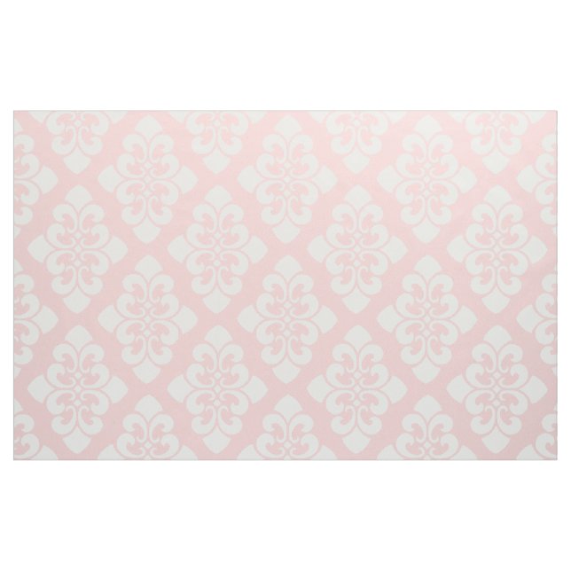 Weiße Damast-Rolle auf Baby-Rosa Stoff (Fat Quarter (45,7 x 55,9 cm))