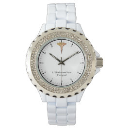Weiße Damen Email Strassuhr Armbanduhr