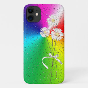 weiße Dehnen mit Regentropfen auf Regenbogen Case-Mate iPhone Hülle