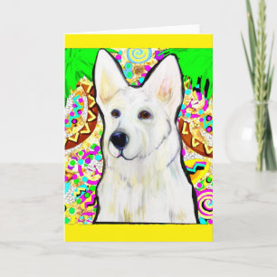 Weiße Deutsche Schäferhunde Bling Feiertagskarte