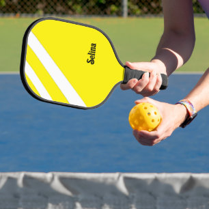 Weiße diagonale Streifen auf gelbem Paddel Pickleball Schläger