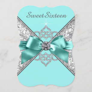 Weiße Diamant-aquamariner blauer Bonbon 16 Einladung