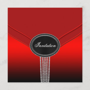 Weiße Diamant-Rot-Schwarz-Schwarze Galapartys Einladung