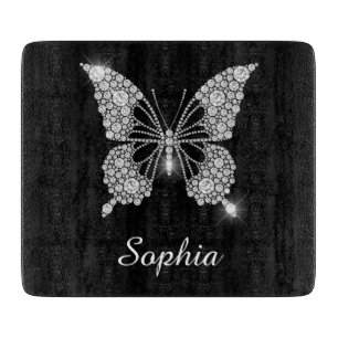 Weiße Diamant-Schmetterling, DIY-Schriftname, Schw Schneidebrett