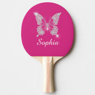 Weiße Diamant-Schmetterling, Schriftname, Fuchsia Tischtennis Schläger