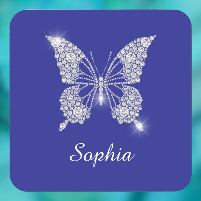 Weiße Diamant-Schmetterling, Schriftname, Tiefblau Getränkeuntersetzer (Von Creator hochgeladen)