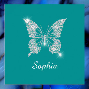 Weiße Diamant-Schmetterling, Schriftname, Tiefes T Poster