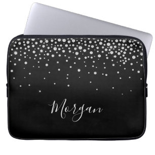 Weiße Diamanten & DIY Name Weißes Skript, Schwarz Laptopschutzhülle