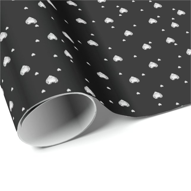 Weiße Diamantherzen Nahtloses Muster Geschenkpapier (Rolleneckpunkt)