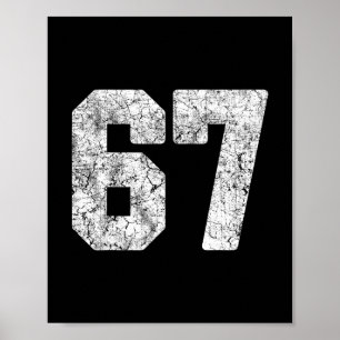 Weiße distressed Number 67 Trikot Spieleruniform # Poster