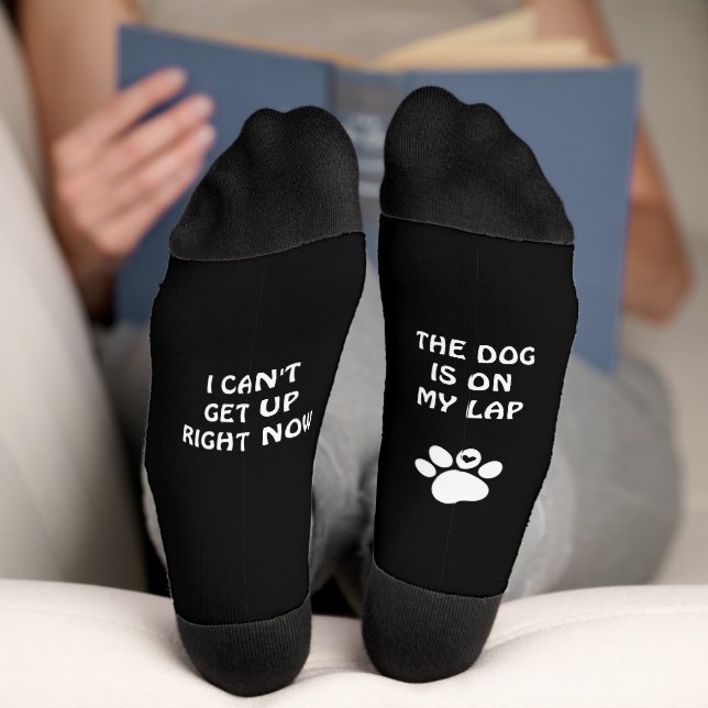 Weiße Dog Pad Print & Fun Text Socken (Unterseite)