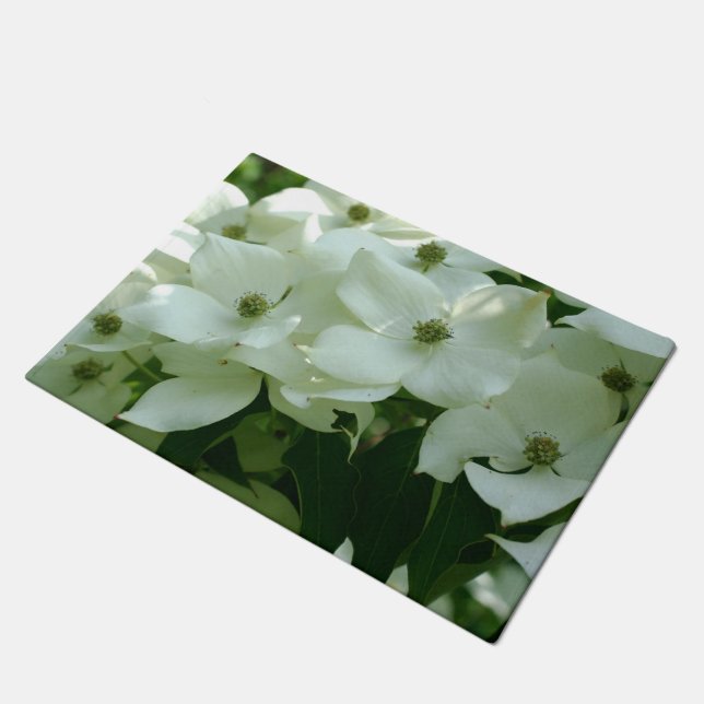 Weiße Dogwood-Blume blühen Fußmatte (Schrägansicht)