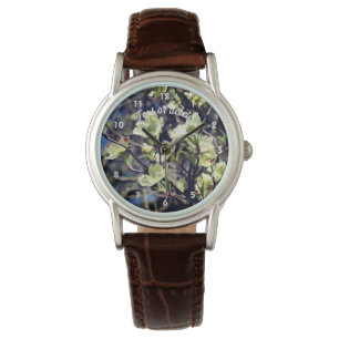 Weiße Dogwood-Blume blühen Personalisiert Armbanduhr