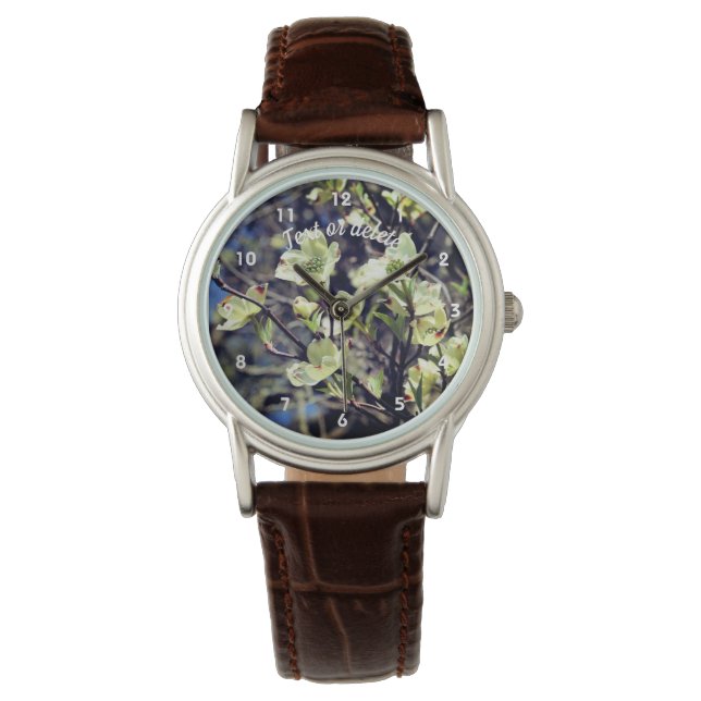 Weiße Dogwood-Blume blühen Personalisiert  Armbanduhr (Vorderseite)