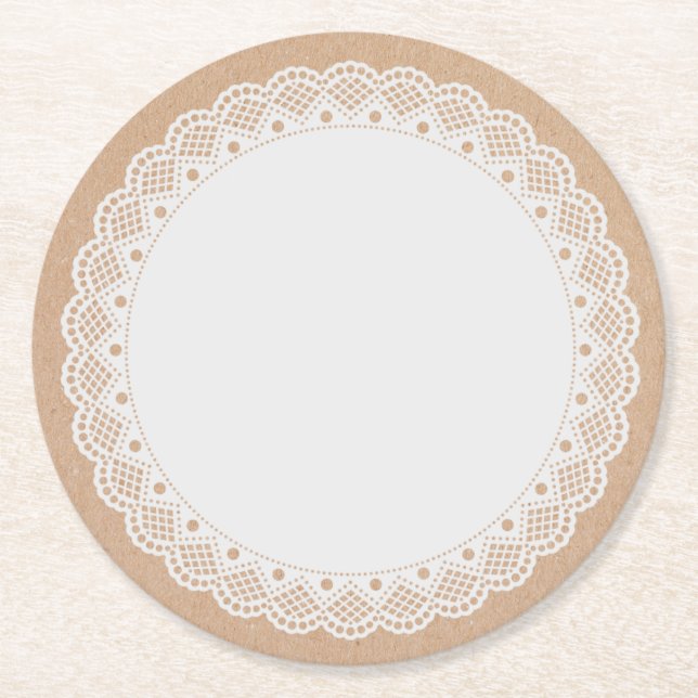 Weiße Doily-Blick-Papier-Untersetzer Runder Pappuntersetzer (Vorderseite)