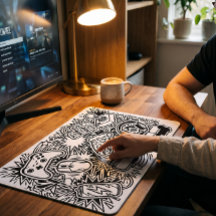 Weiße Doodle-Art-Gaming-Icons