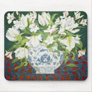 Weiße doppelte Tulpen und Alstroemerias 2013 Mousepad