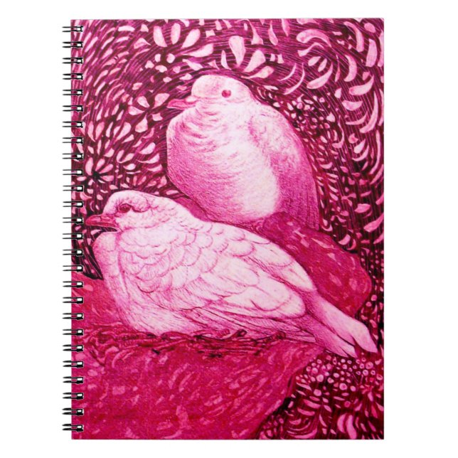 WEISSE DOVEN IN PINK FUCHSIA NOTIZBLOCK (Vorderseite)